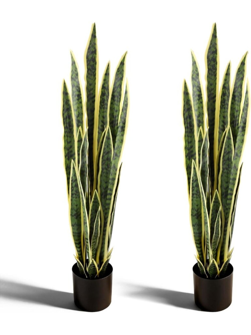 Set of 2 Fake Snake Plants in Black Pots - 3.28FT Indoor/Outdoor Decor